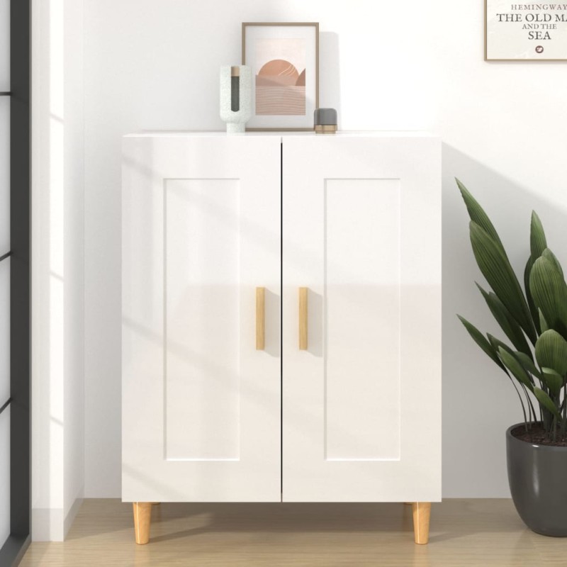 vidaXL Aparador de madera contrachapada blanco brillante 69,5x34x90 cm vidaXL Aparador de madera contrachapada blanco brillante 69,5x34x90 cm