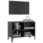 vidaXL Mueble de TV con patas de metal gris brillante 69,5x30x50 cm vidaXL Mueble de TV con patas de metal gris brillante 69,5x30x50 cm
