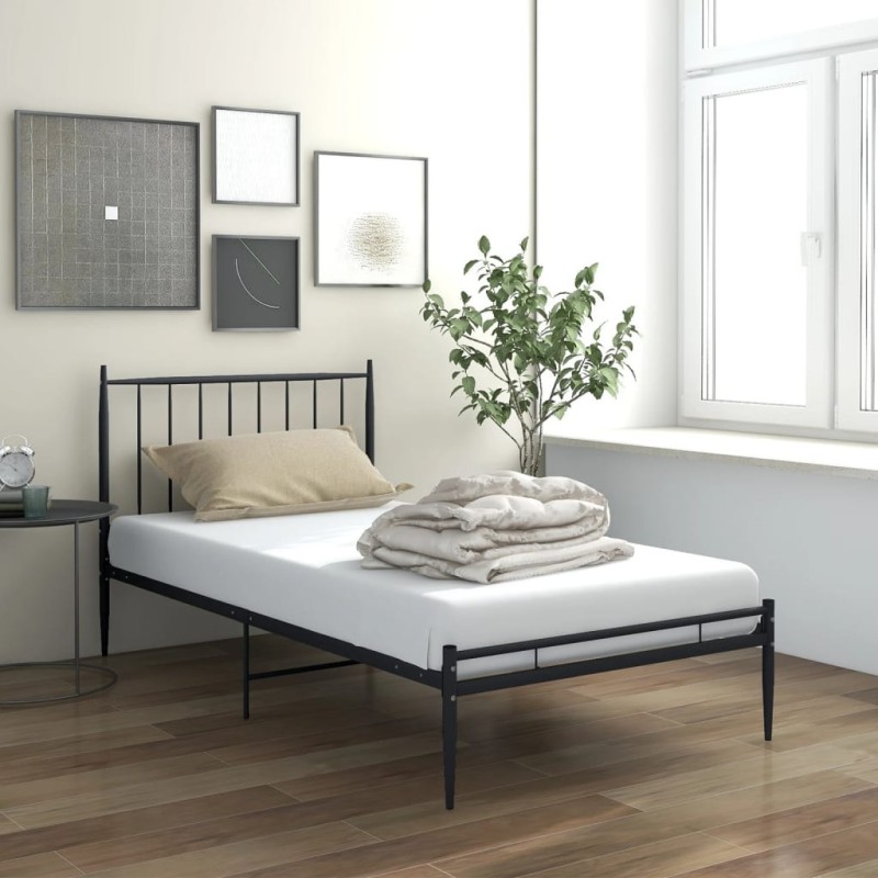 vidaXL Estructura de cama de metal negro 90x200 cm vidaXL Estructura de cama de metal negro 90x200 cm