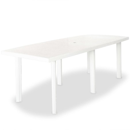 vidaXL Mesa de jardín de plástico blanca 210x96x72 cm 