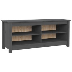 vidaXL Banco zapatero madera maciza de pino gris 110x38x45,5 cm