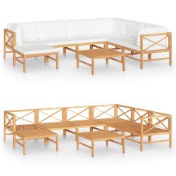 vidaXL Set de muebles de jardín 8 pzas madera de teca y cojines crema