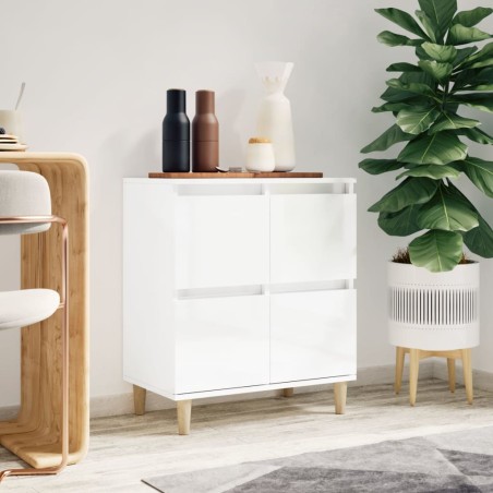 vidaXL Aparador de madera contrachapada blanco brillante 60x35x70 cm