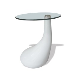 vidaXL Mesa de centro con superficie redonda vidrio blanco brillante 