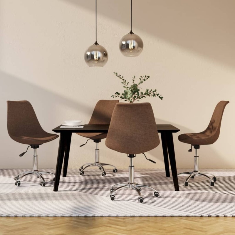 vidaXL Sillas de comedor giratorias 4 unidades tela taupe vidaXL Sillas de comedor giratorias 4 unidades tela taupe