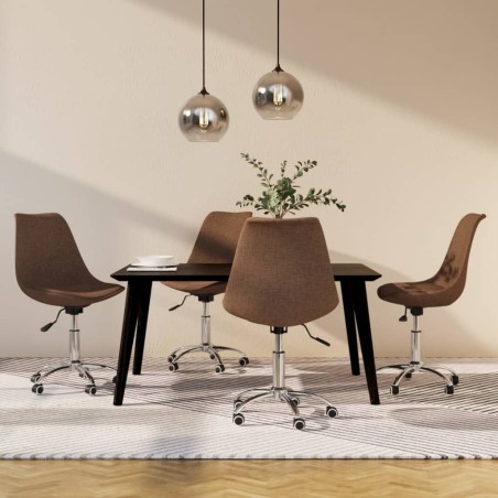 vidaXL Sillas de comedor giratorias 4 unidades tela taupe