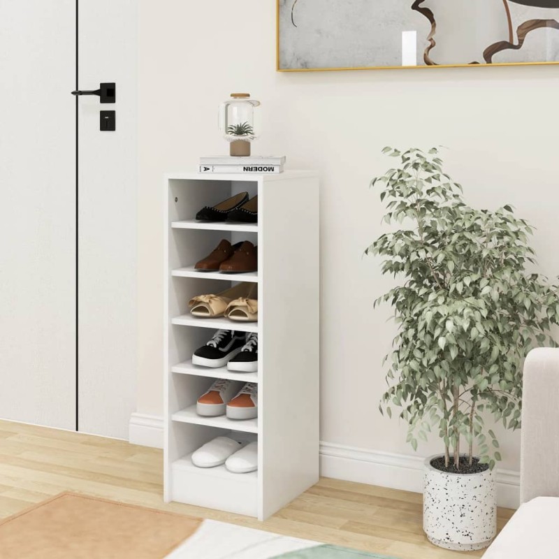 vidaXL Mueble zapatero de madera contrachapada blanco 31,5x35x90 cm vidaXL Mueble zapatero de madera contrachapada blanco 31,5x35x90 cm