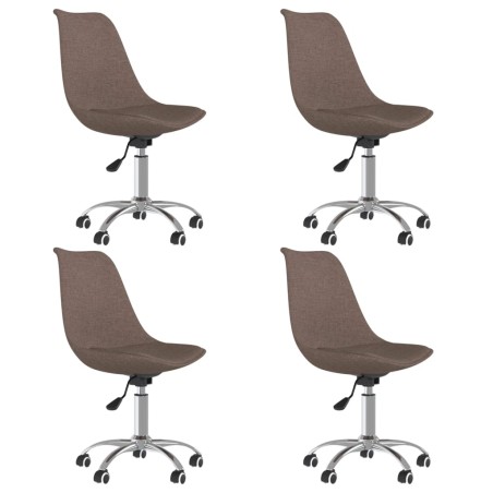 vidaXL Sillas de comedor giratorias 4 unidades tela taupe