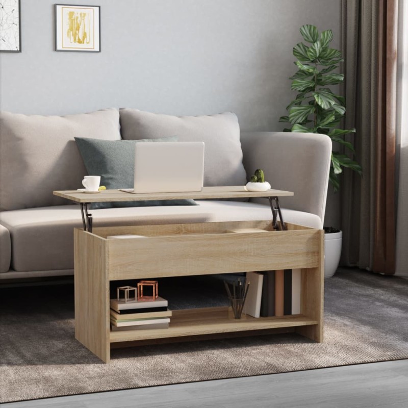 vidaXL Mesa de centro madera contrachapada roble Sonoma 102x50x52,5 cm vidaXL Mesa de centro madera contrachapada roble Sonoma 102x50x52,5 cm