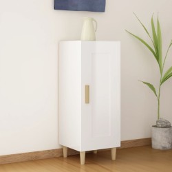 vidaXL Aparador de madera contrachapada blanco brillante 34,5x34x90 cm