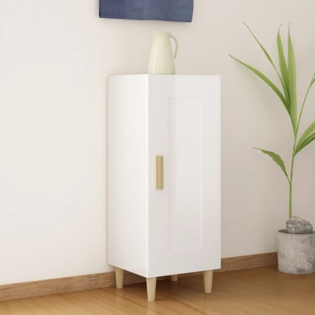 vidaXL Aparador de madera contrachapada blanco brillante 34,5x34x90 cm