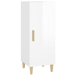 vidaXL Aparador de madera contrachapada blanco brillante 34,5x34x90 cm
