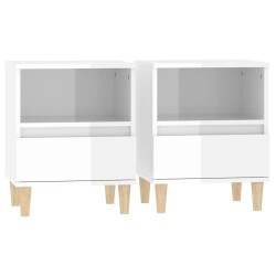vidaXL Mesitas de noche 2 unidades blanco brillante 40x35x50 cm