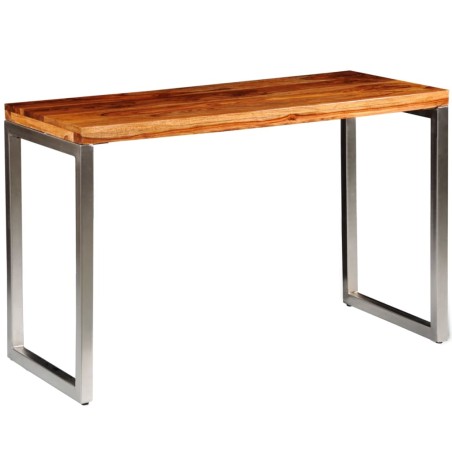 vidaXL Mesa de salón o escritorio madera sheesham con patas de acero