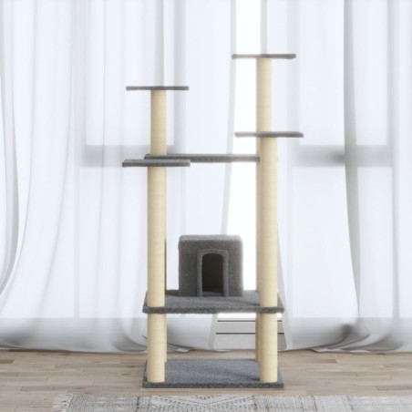 vidaXL Rascador para gatos con postes de sisal gris claro 110 cm