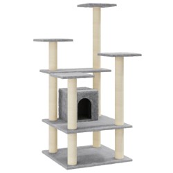 vidaXL Rascador para gatos con postes de sisal gris claro 110 cm