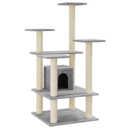 vidaXL Rascador para gatos con postes de sisal gris claro 110 cm