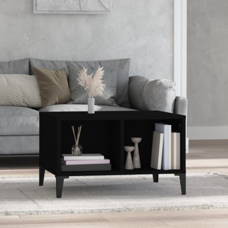 vidaXL Mesa de centro madera contrachapada negro 60x50x36,5 cm