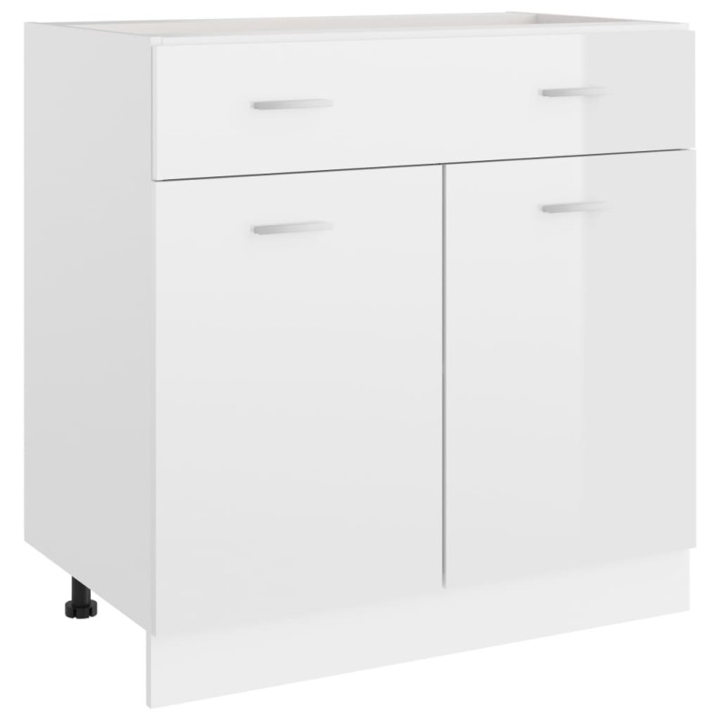 vidaXL Armario inferior madera ingeniería blanco brillo 80x46x81,5cm vidaXL Armario inferior madera ingeniería blanco brillo 80x46x81,5cm