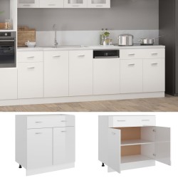 vidaXL Armario inferior madera ingeniería blanco brillo 80x46x81,5cm