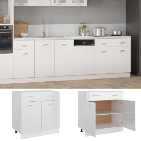 vidaXL Armario inferior madera ingeniería blanco brillo 80x46x81,5cm
