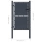 vidaXL Puerta de valla de jardín acero gris antracita 100x125 cm vidaXL Puerta de valla de jardín acero gris antracita 100x125 cm