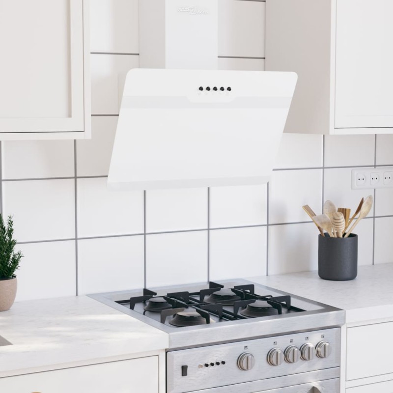 vidaXL Campana extractora pared acero y vidrio templado blanco 60 cm vidaXL Campana extractora pared acero y vidrio templado blanco 60 cm