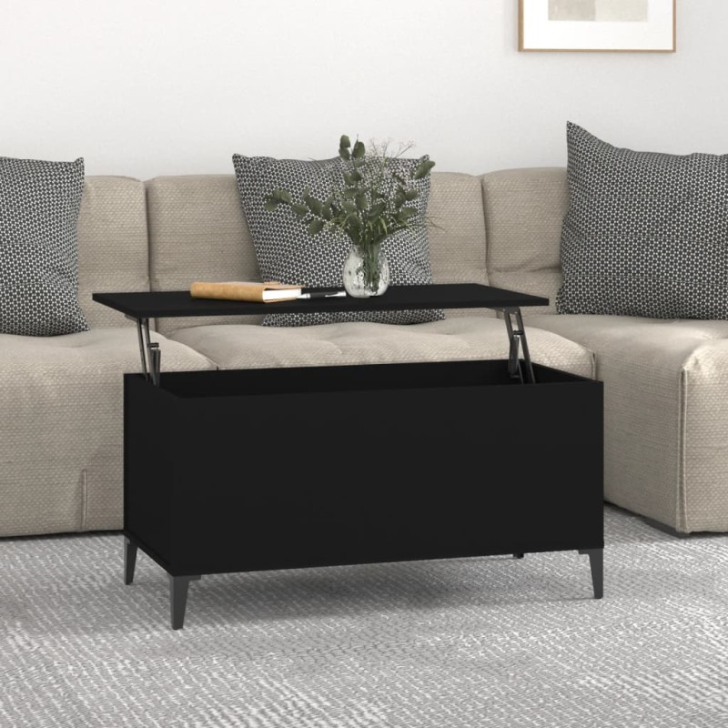 vidaXL Mesa de centro madera contrachapada negro 90x44,5x45 cm vidaXL Mesa de centro madera contrachapada negro 90x44,5x45 cm