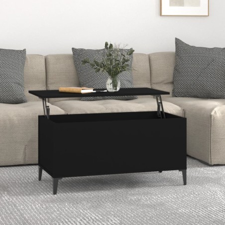 vidaXL Mesa de centro madera contrachapada negro 90x44,5x45 cm