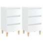 vidaXL Mesita de noche patas madera 2 uds blanco brillo 40x35x69 cm vidaXL Mesita de noche patas madera 2 uds blanco brillo 40x35x69 cm