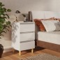 vidaXL Mesita de noche patas madera 2 uds blanco brillo 40x35x69 cm vidaXL Mesita de noche patas madera 2 uds blanco brillo 40x35x69 cm