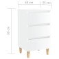 vidaXL Mesita de noche patas madera 2 uds blanco brillo 40x35x69 cm vidaXL Mesita de noche patas madera 2 uds blanco brillo 40x35x69 cm