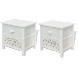 vidaXL Mesitas de noche de estilo francés de madera 2 unidades 