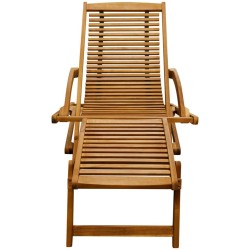 vidaXL Tumbona con reposapiés de madera maciza de acacia