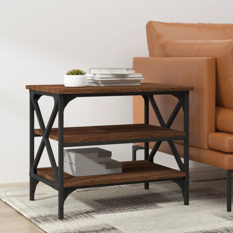 vidaXL Mesa auxiliar madera contrachapada marrón roble 55x38x45 cm vidaXL Mesa auxiliar madera contrachapada marrón roble 55x38x45 cm