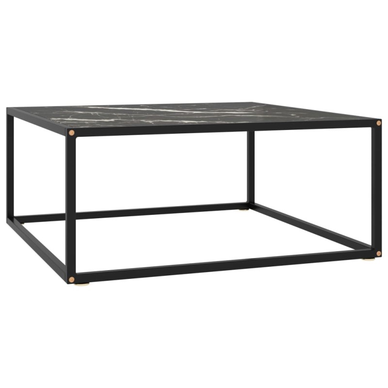 vidaXL Mesa de centro negra con vidrio de mármol negro 80x80x35 cm vidaXL Mesa de centro negra con vidrio de mármol negro 80x80x35 cm