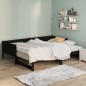 vidaXL Sofá cama extraíble madera maciza de pino negro 2x(90x190) cm