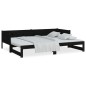 vidaXL Sofá cama extraíble madera maciza de pino negro 2x(90x190) cm