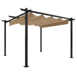 vidaXL Cenador de jardín con techo retráctil gris taupe 3x3 m