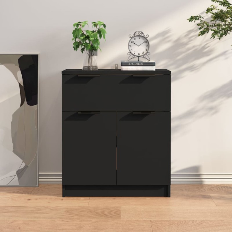 vidaXL Aparador de madera contrachapada negro 60x30x70 cm vidaXL Aparador de madera contrachapada negro 60x30x70 cm