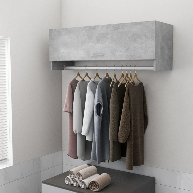 vidaXL Armario de madera contrachapada gris hormigón 100x32,5x35 cm vidaXL Armario de madera contrachapada gris hormigón 100x32,5x35 cm