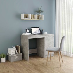 vidaXL Escritorio de madera contrachapada gris hormigón 100x50x76 cm