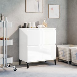 vidaXL Aparador de madera contrachapada blanco brillante 60x35x70 cm
