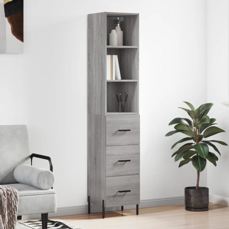 vidaXL Aparador alto madera contrachapada gris Sonoma 34,5x34x180 cm vidaXL Aparador alto madera contrachapada gris Sonoma 34,5x34x180 cm