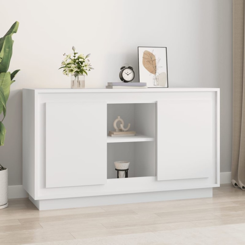 vidaXL Aparador de madera contrachapada blanco 102x35x60 cm vidaXL Aparador de madera contrachapada blanco 102x35x60 cm