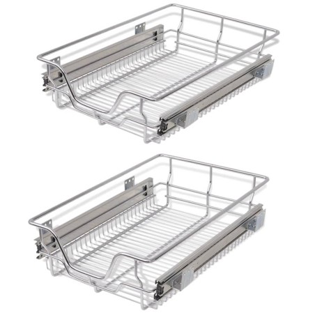 vidaXL Bandejas de alambre extraíbles 2 uds plateado 400 mm