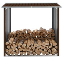 vidaXL Caseta jardín para leña acero galvanizado marrón 172x91x154 cm