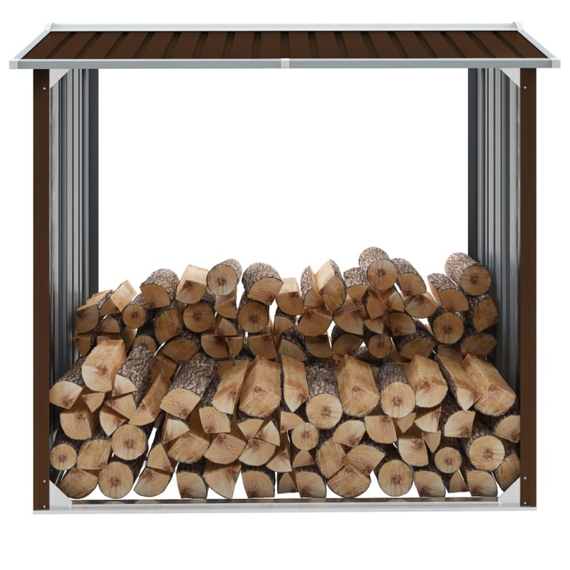 vidaXL Caseta jardín para leña acero galvanizado marrón 172x91x154 cm vidaXL Caseta jardín para leña acero galvanizado marrón 172x91x154 cm
