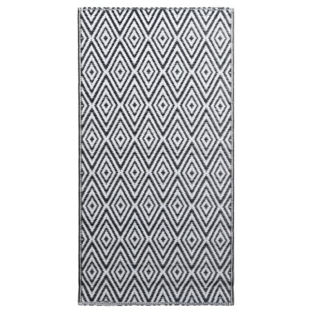 vidaXL Alfombra de exterior PP blanco y negro 120x180 cm