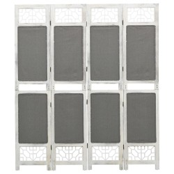 vidaXL Biombo divisor de 4 paneles de tela gris 140x165 cm